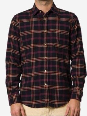 Portuguese Flannel Compact Plaid Flannel Shirt Size L in Purple Black GUC